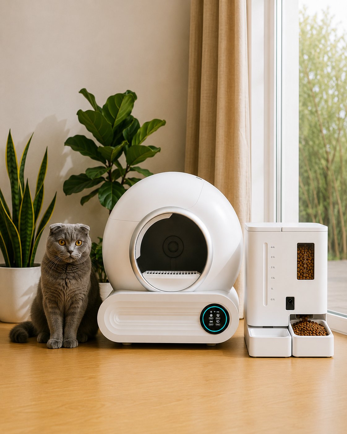 PetMaison Complete Care - Box + Duo — ensemble avec litière automatique et double gamelle