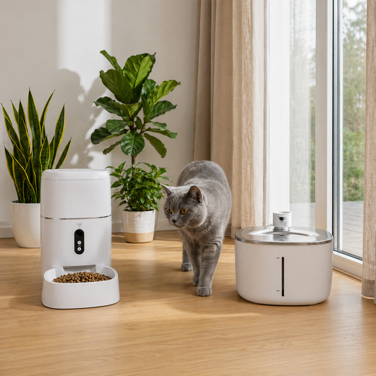 PetMaison Daily Care - Feeder + Fountain — set with automatic feeder and water fountain